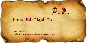 Para Mátyás névjegykártya